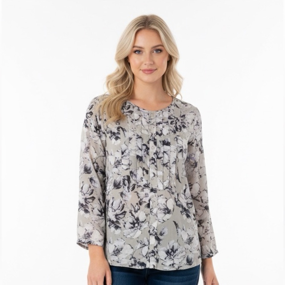 Victorias Secret blue floral silk top size large